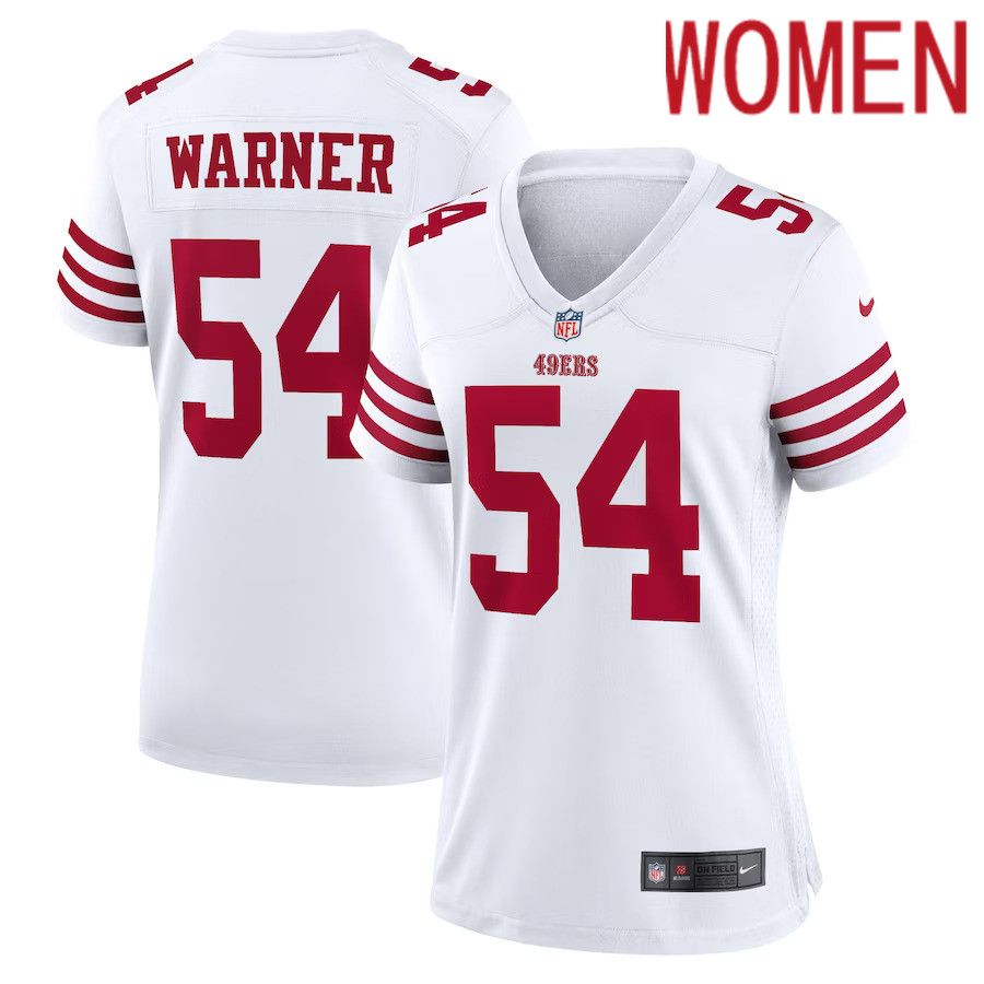 Women San Francisco 49ers 54 Fred Warner Nike White Player Game NFL Jersey